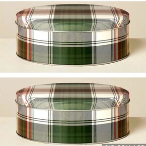 **Set of 2** Hearth & Hand Christmas Cookie Gift Tins Holiday Plaid BRAND NEW